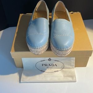 Prada 40 MM leather top espadrilles